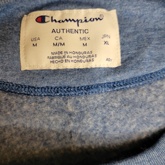 Champion Authentic Heathered Blue Crew Neck Sweatshirt Size M - Picture 7 of 9